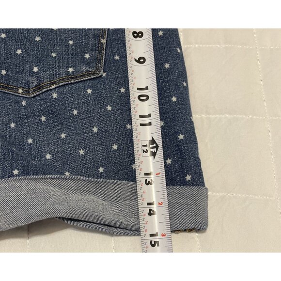 Womens Size 14 Sonoma Jean White Stars Blue Denim Shorts Mid Rise Stretch Preown - Picture 8 of 11